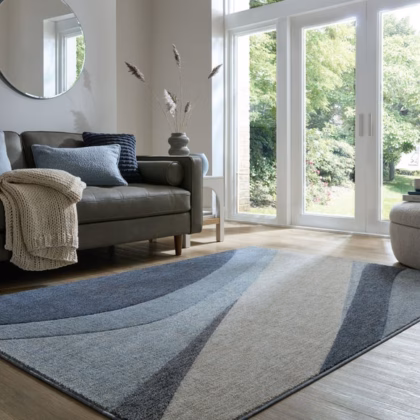 Wave Abstract Carved Rug