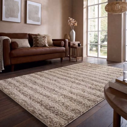 Arven Striped Wool-Look Shaggy Rug