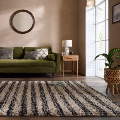 Arven Striped Wool-Look Shaggy Rug