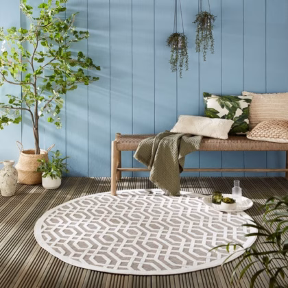 Mataro Geometric Indoor Outdoor Round Rug