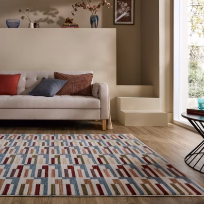 Shuffle Geometric Check Rug