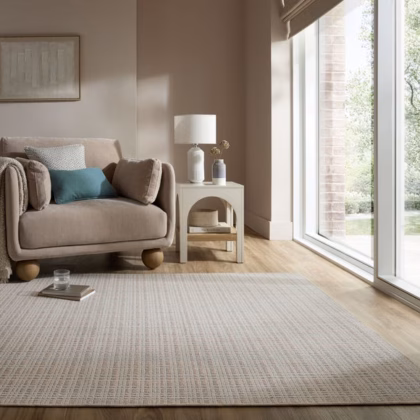 Woven Check Textured Washable Rug