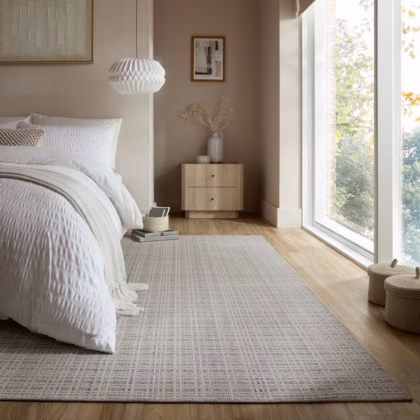 Woven Check Textured Washable Rug